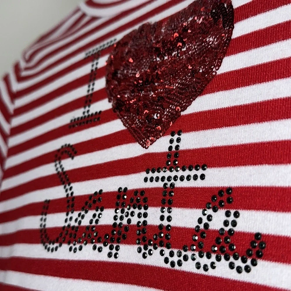 Christmas‎ Holiday Girls Dress I Live Santa Rhinestones & Sequins size 14/16